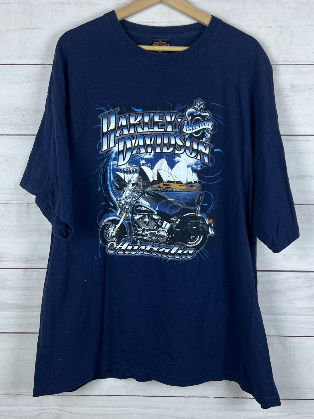 Harley Davidson Australia Sydney Opera House Blue T-Shirt Mens 2XL 2007